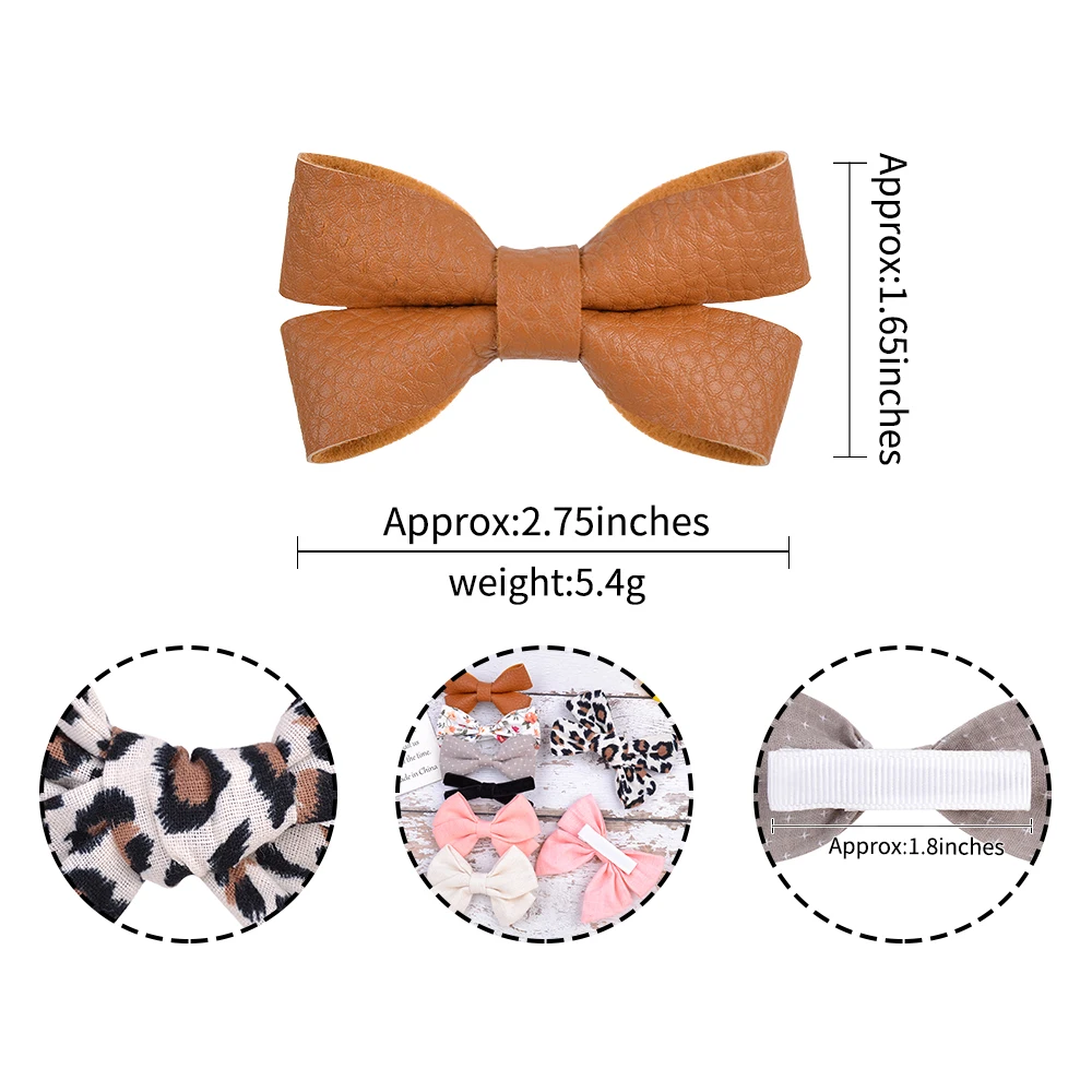 

4 Pcs/set Cotton Linen Leopard Printed Bowknot Hair Clips For Cute Girls Barrettes Safty Hairpins Headwear Kids Hair Accessories
