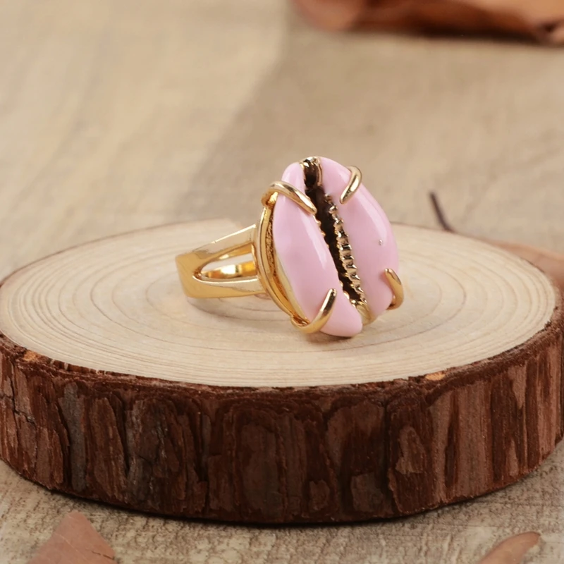 Модные кольца натуральный Каури Shell с золотым и серебряным покрытием высокого