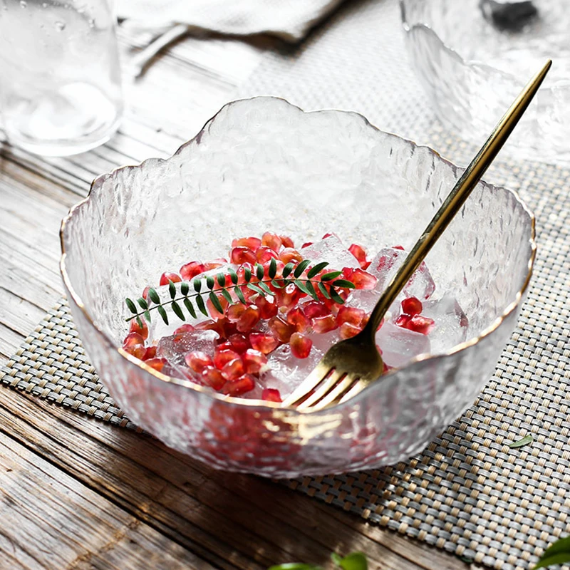 

Japanese-style Phnom Penh Transparent Glass Bowl Shaped Glass Salad Vegetables Fruits Soup Bowl Creative Kitchen Home Dishes