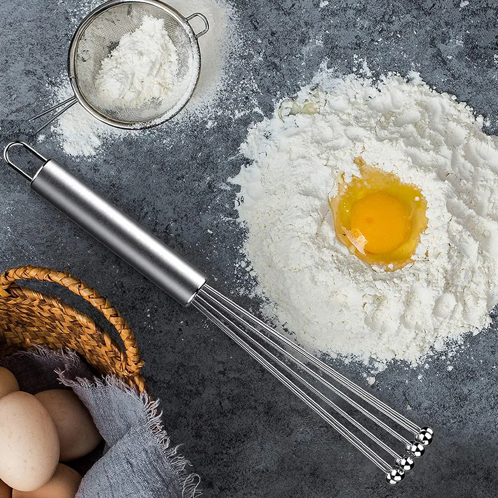 

2PCS Stainless Steel Manual Whisk Household Kitchen Cream Hand Whisk Coffee Butter Blender Manual Whisk Home Baking Tools