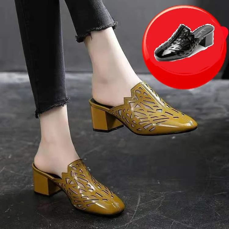 Sandals And Slippers Women's Outer Wear Fashion Ladies Shoes Summer 2021 New Soft Leather Hollow High-quality Women's Slippers