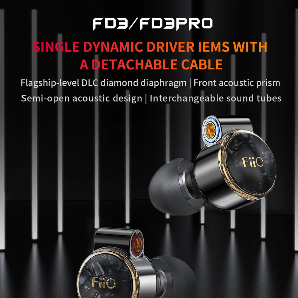 Динамические наушники вкладыши FiiO FD3 Pro 1DD IEM MMCX съемный кабель Алмазный