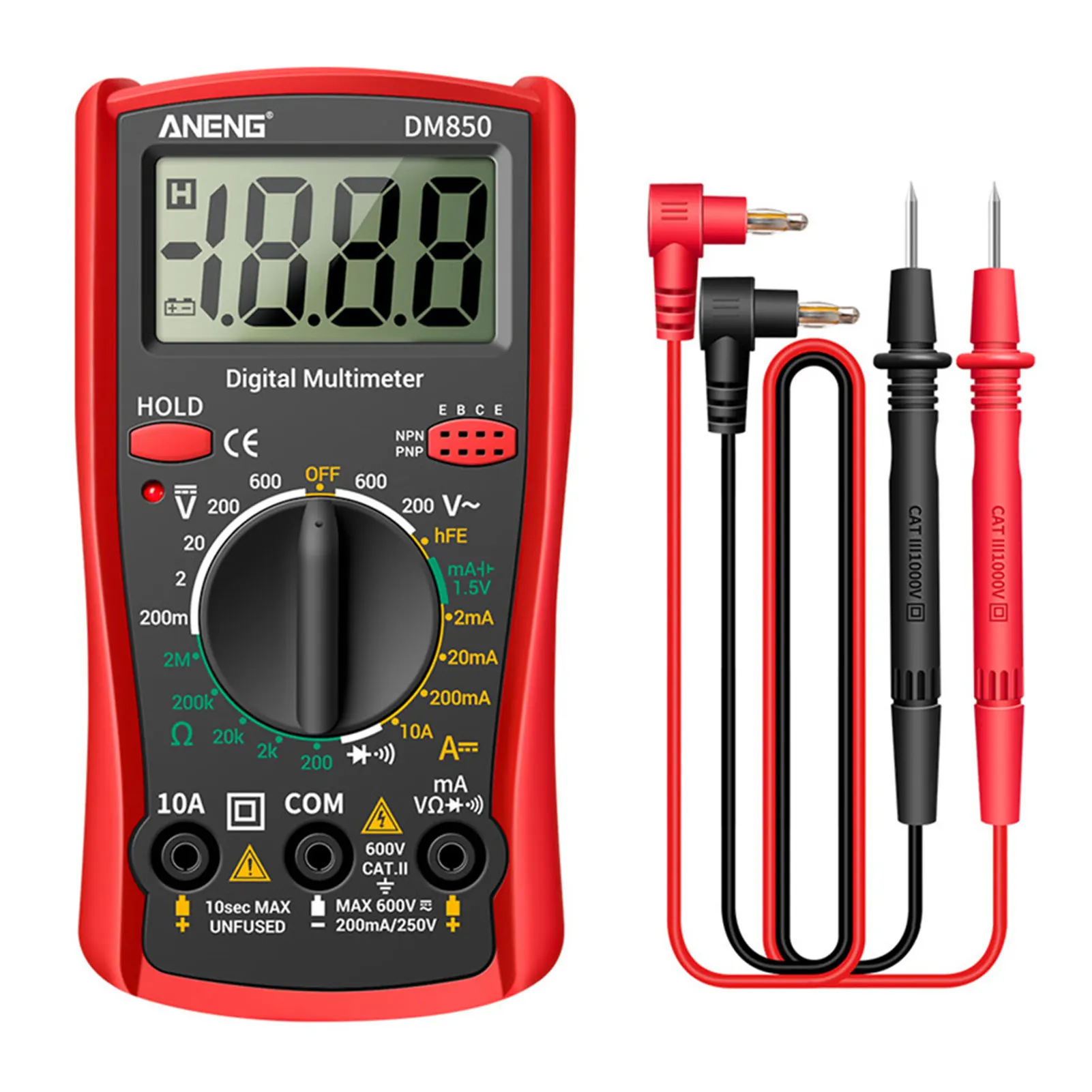 

Multimeter Digital DMM AC DC Voltage Current Ohm Capacitance hFE Portable Ammeter Voltmeter Meter Capacitor TRMS Hz Ohm Tester