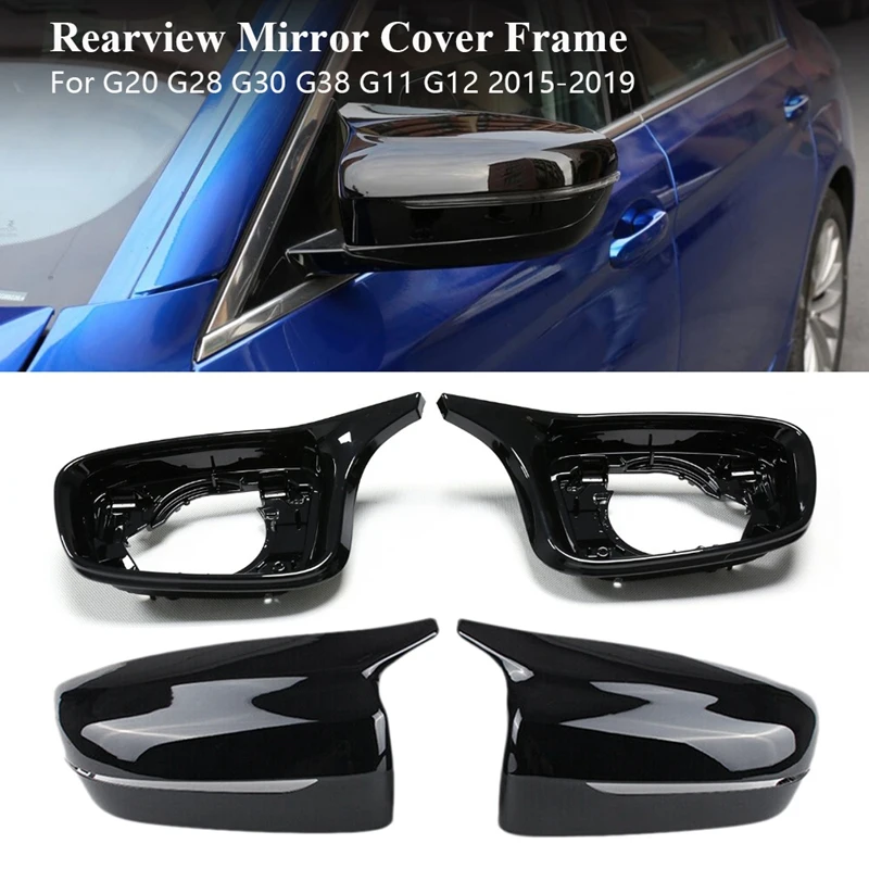 

Glossy Black Car Rearview Mirror Cover Cap Side Mirror Frame Trim For-BMW 5 Series G20 G28 G30 G38 G11 G12 2015-2019 LHD