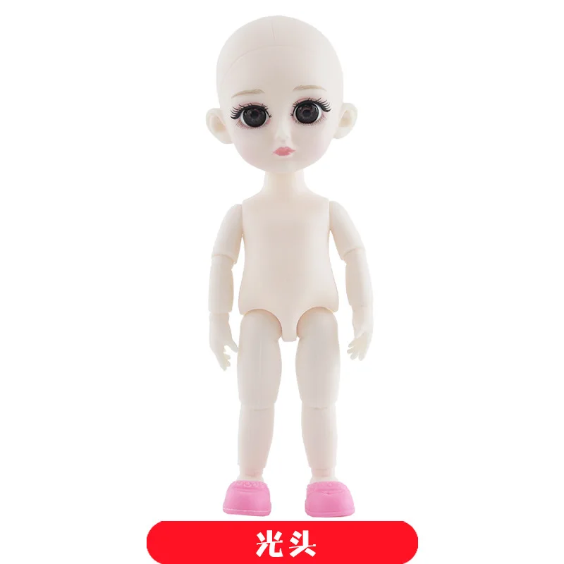 No Hair BJD 1/8 Dolls 13 Joint 15cm White Skin Baby Doll With 3D Eyes Naked Nude Body Dress Up Dolls Fashion DIY Toys for Girls Gift - Цвет: No Hair