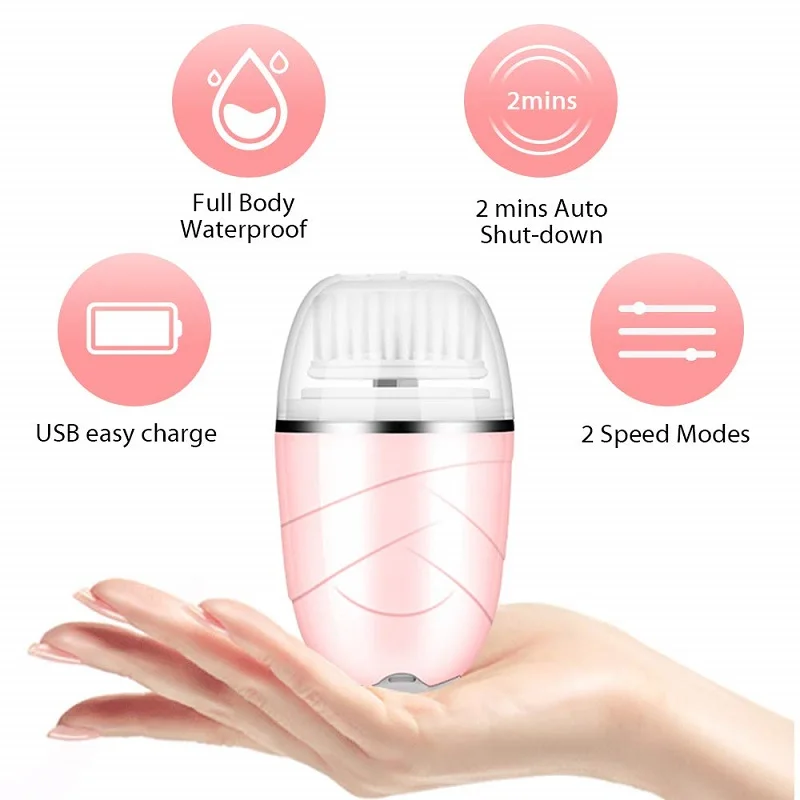 Электрическая перезаряжаемая щетка для чистки лица-2 режима с 3 головками щетки