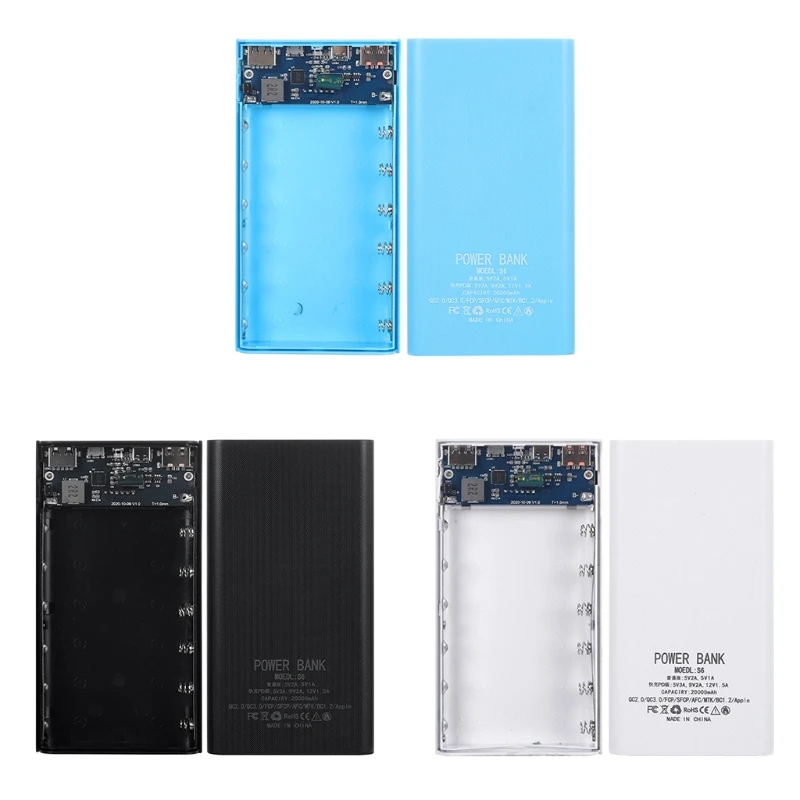 

Detachable 22.5W Dual USB LCD Display DIY 6x18650 Battery Case PowerBank Shell Portable External Box Powerbank Protector