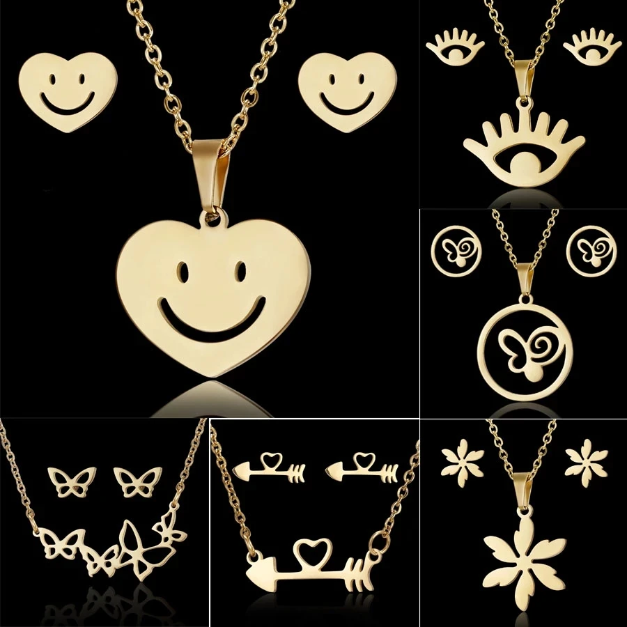 Очаровательное Элегантное ожерелье с животными серьги в виде глаз бабочки