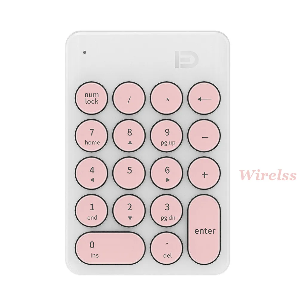 Wireless Pink Беспроводная числовая клавиатура, клавиатура для учёта, безликая цифровая клавиатура с usb-номером, 18 клавиш, мини-цифровая клавиатура для портативных ПК - Цвет: Wireless Pink