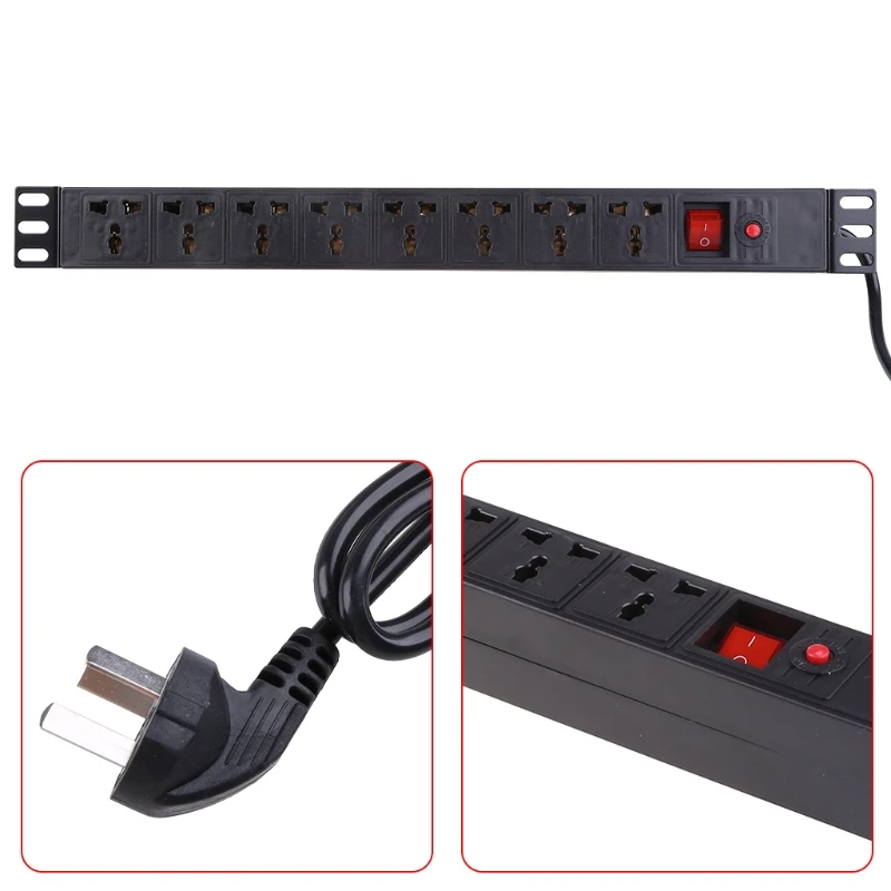 1U PDU 8 Outlet Metal Power Strip Surge Protector with Long Extension Cord 250V 10A 2500W for 19 inch Server Rack Distrib | Обустройство