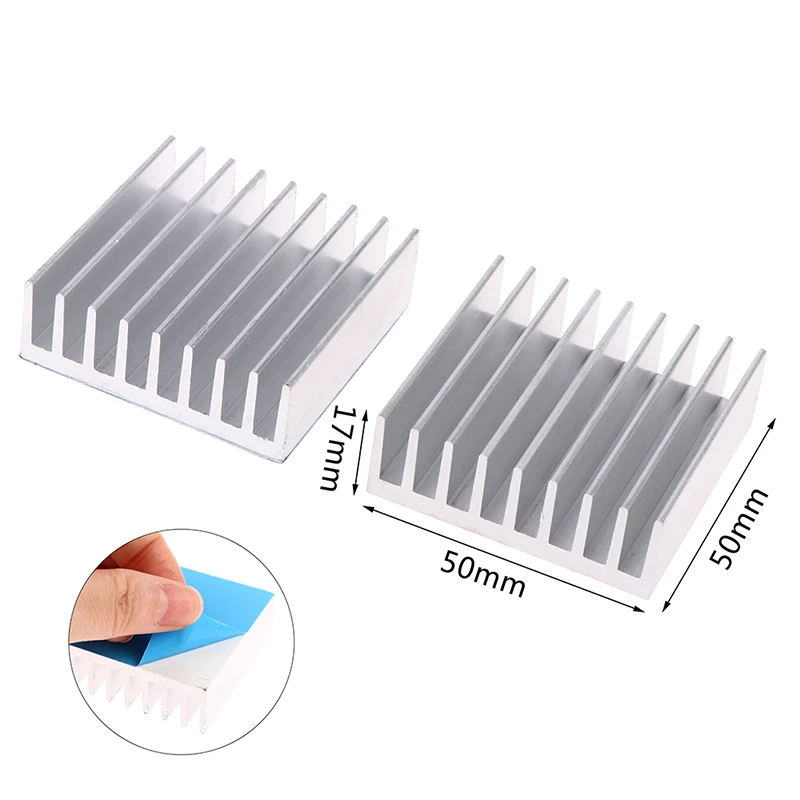 

50x50x17mm Aluminum Heatsink Heat Sink Radiator Cooling Cooler For Electronic Chip IC LED Computer With Thermal Conductive Tape