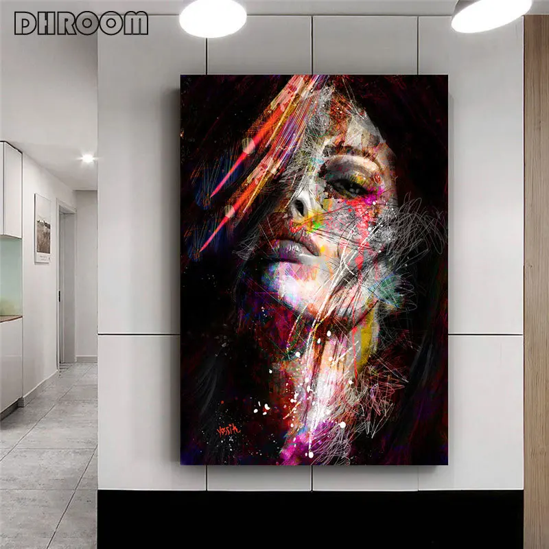 

Graffiti Face Canvas Paintings on The Wall Art Abstract Colorful Woman Posters and Prints Artwork Art Picture Home Wall Decor
