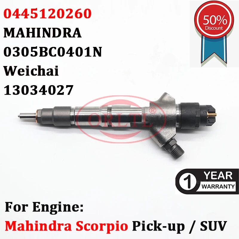 

0305BC0401N New Common Rail Injector Assy 0445120260 (13034027) For 0 445 120 260 Mahindra Scorpio Pick-up SUV 2.6