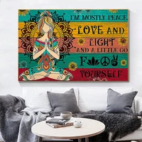 hippie yoga mostly peace love and light abstract canvas painting im art posters and prints wall art pictures for home decor