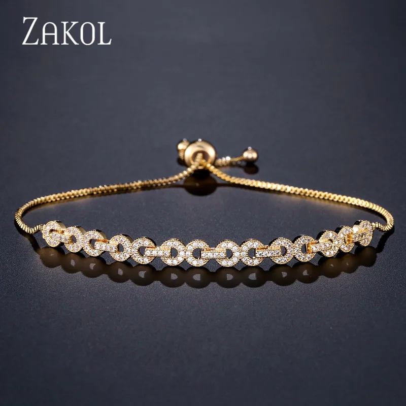 ZAKOL модный Регулируемый браслет с кубическим цирконием и кристаллом 8 для женщин