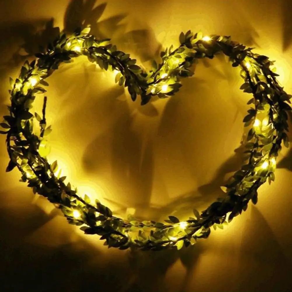 

10/20/40LED String Light Green Leaf Garland Battery Powered Flower Christmas Fairy Light For Wedding Holiday Party Decoration