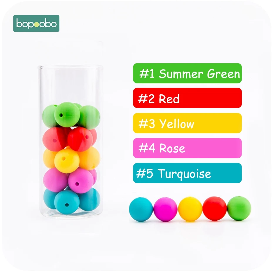 Red-Green Силиконовые бусины bopobo, 12 мм, 50 шт., укрепляющие зубные тренировки, силиконовые прорезыватели, сделай сам, Стартовые наборы, силиконовые бусины для ожерелья - Цвет: Red-Green