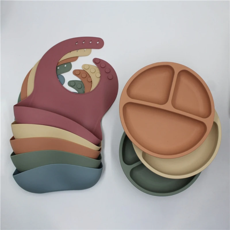 

Waterproof Silicone Baby Divided Bowl Infants Antislip Dinner Plate Tableware J2HD