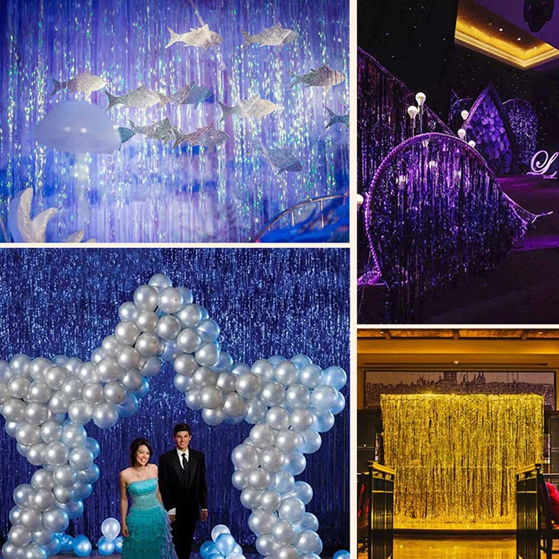 2 45 м многоцветные занавески из фольги с блестками и бахромой для свадьбы дня
