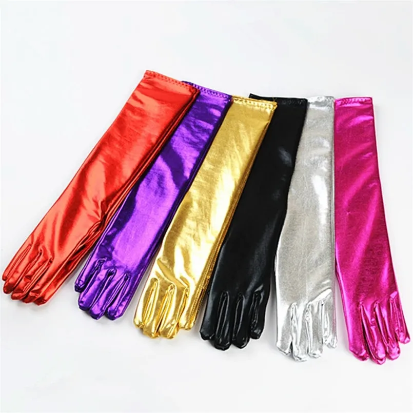 53 см элегантные длинные золотые/Серебристые/красные женские перчатки для