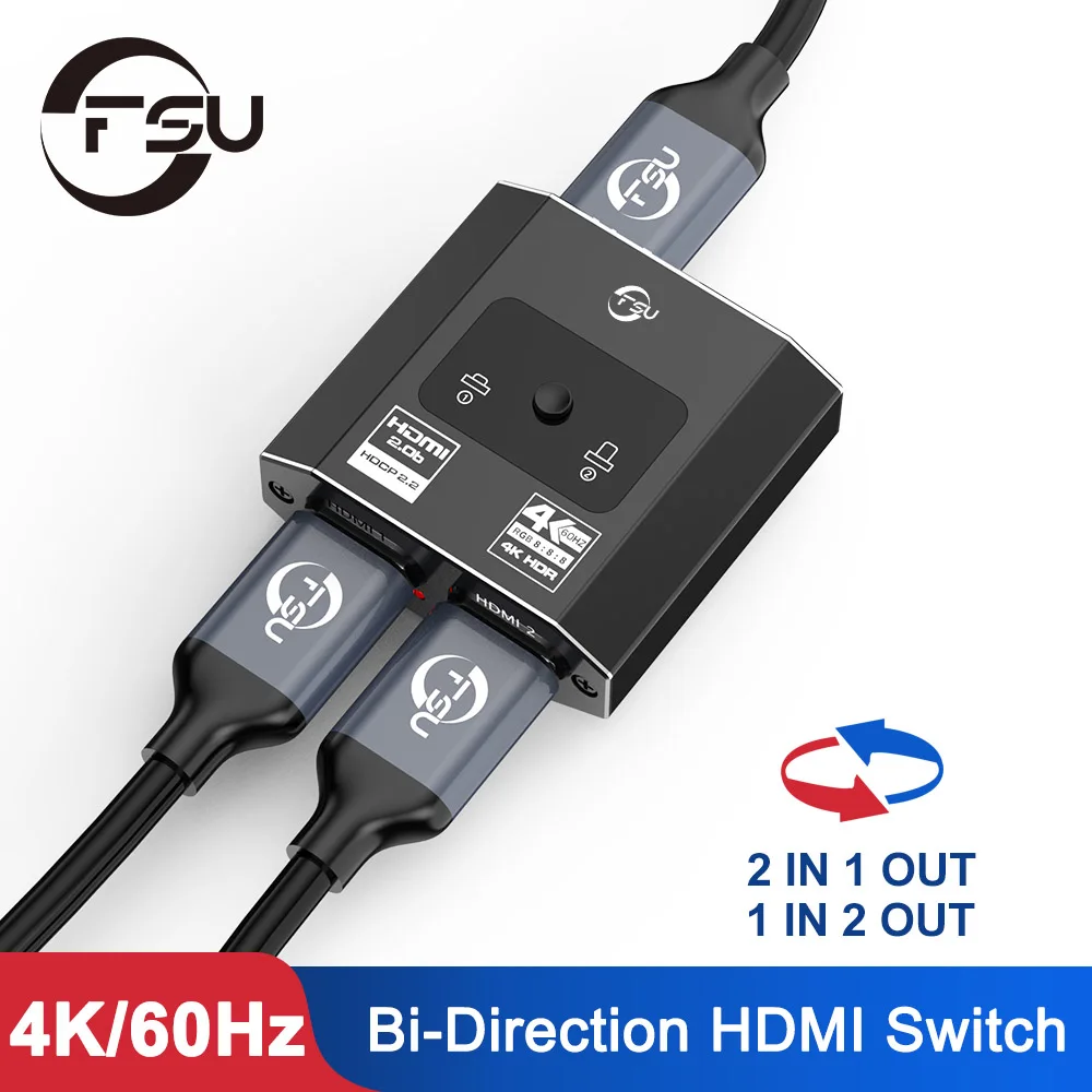 FSU HDMI-совместимый разветвитель 4K переключатель KVM Bi-Direction 1x 2/2x1 коммутатор 2 в 1 для