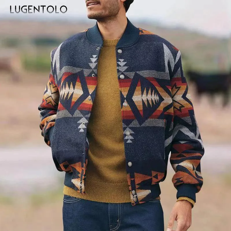 

Куртка Lugentolo мужская с длинным рукавом, тонкая однобортная, модная уличная с принтом и карманами, большие размеры, на весну