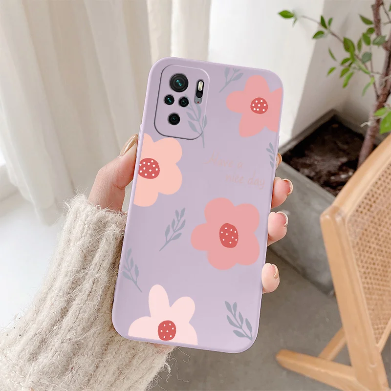 

Simple Flowers Case For XiaomiRedmi Note 10 10S 9T 9 8 7 Pro Max Redmi 9 9A 9T K40 K30 K20 Pro Soft Liquid Silicone Phone Cover