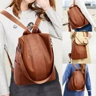 Винтажный кожаный рюкзак с защитой от кражи, женская сумка на плечо, вместительный дорожный ранец для девушек, школьные сумки