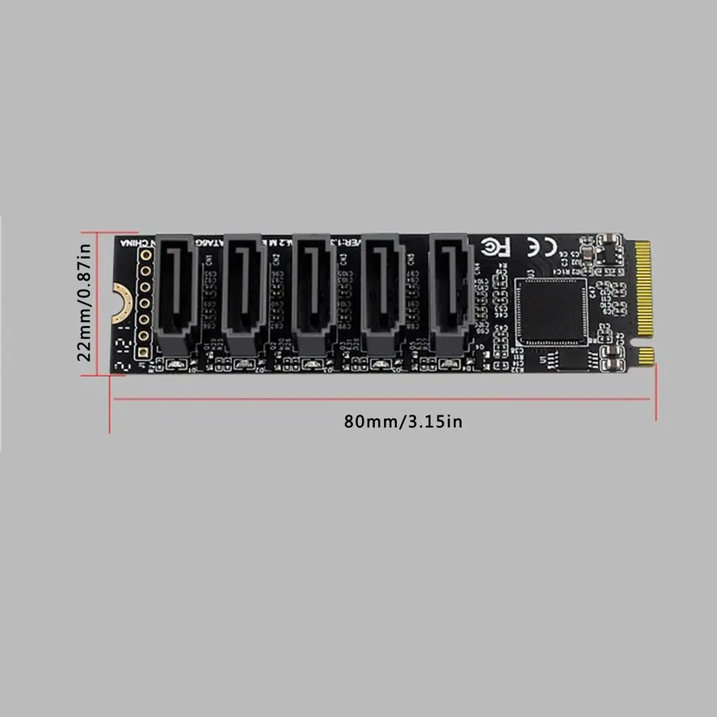 Новинка для ПК ноутбука JMB585 M.2 до NGFF 5 портов SATA3.0 адаптер карта Key M расширения
