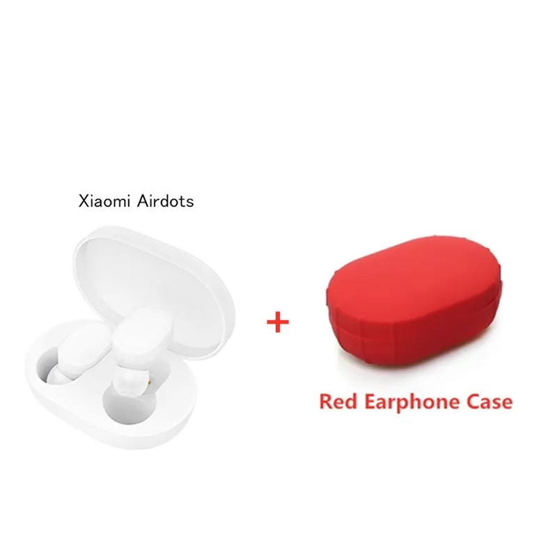 add red case Оригинальные наушники Xiaomi TWS AirDots Bluetooth 5,0, молодежная версия, стерео Беспроводная гарнитура с микрофоном, наушники-вкладыши, зарядная коробка - Цвет: add red case