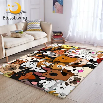 BlessLiving Dog Carpet Cartoon Area Rug For Living Room Orange Tapis Salon Funny Alfombra Dormitorio 152x244cm Decorative Mat 1