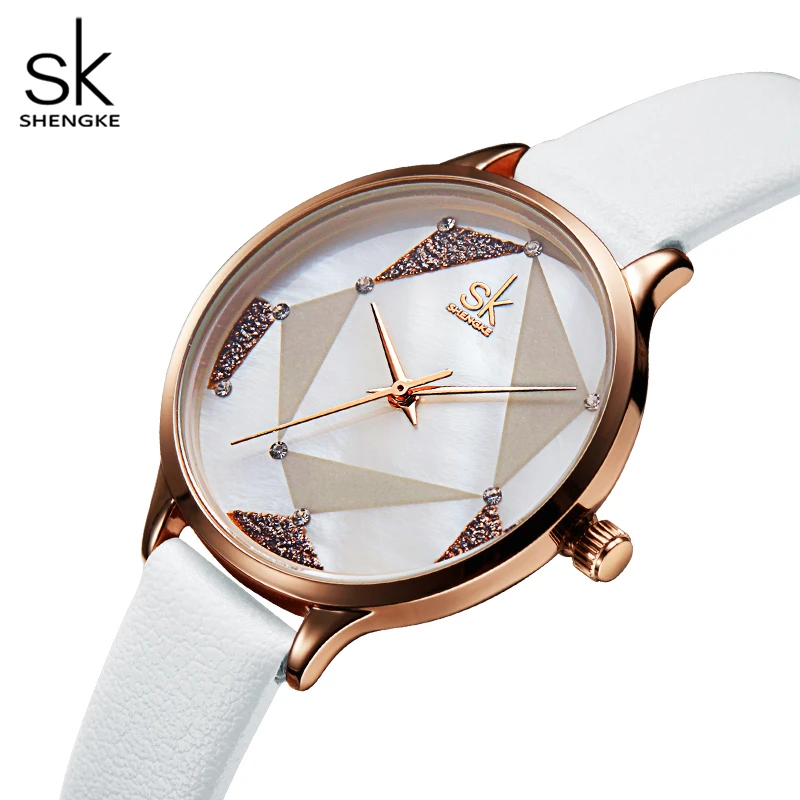 SK брендовые простые тонкие Роскошные Кварцевые часы со стразами женские модные