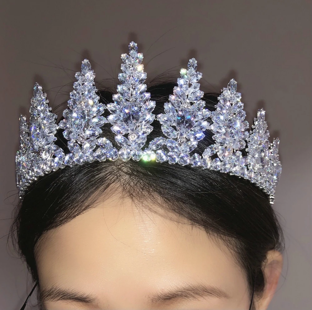 Свадебная тиара корона принцессы из страз бижутерия коронки AAA кубический циркон