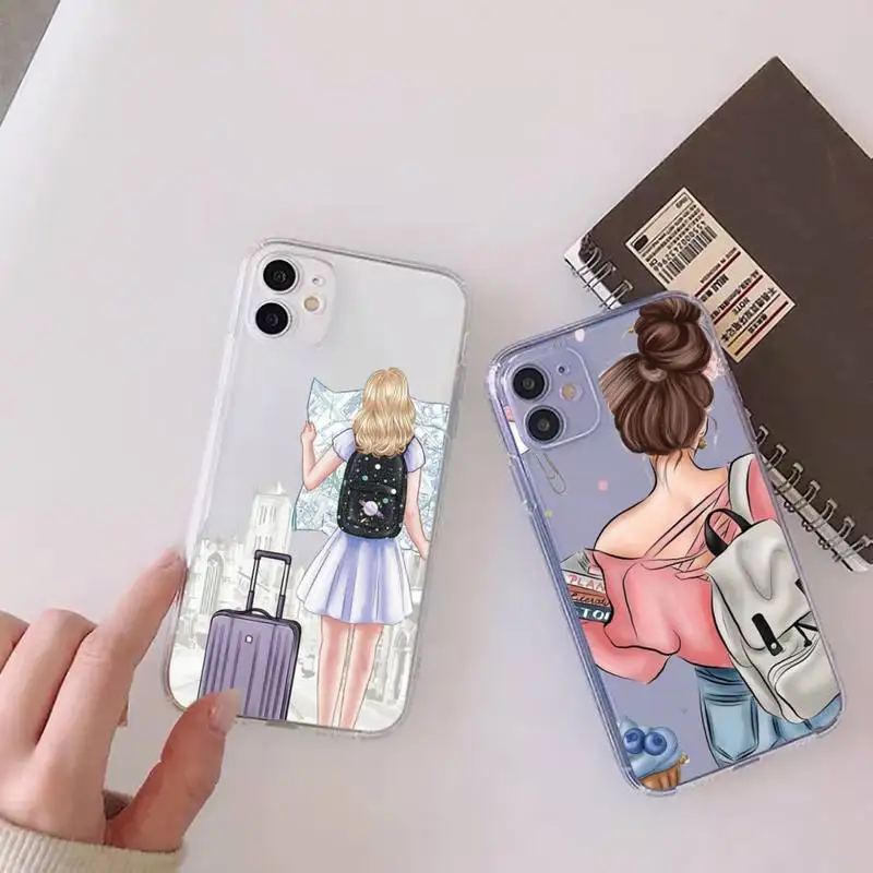

Best Friends forever girl travel are Phone Case For iphone 13 12 11 mini x xs xr pro max 8 7 6s 6 plus Transparent soft