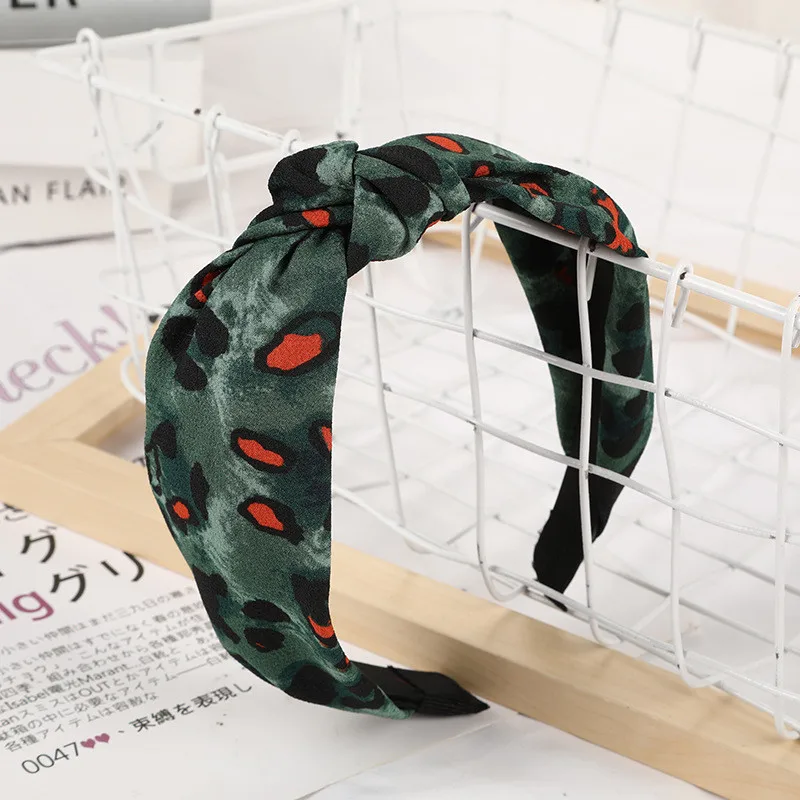 

Sweet Girls Vintage Leopard Printed Headband Women Twisted Turban Hair Band Stretch Knotted Bow Hairband Headwrap
