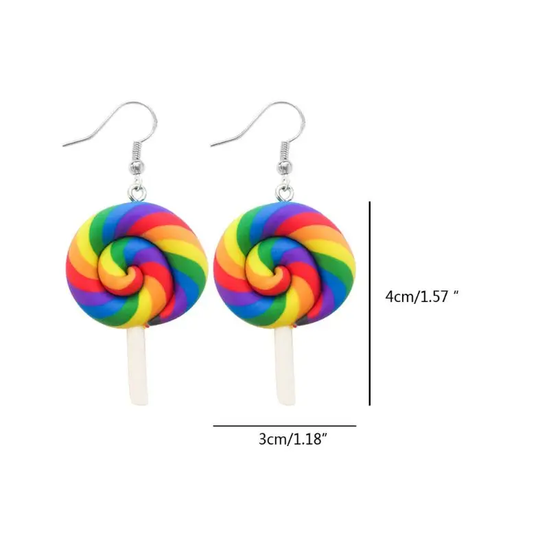 

Funny Colorful Rainbow Lollipop Hook Earrings Polymer Clay Candy Ice cream Dangle Kawaii Earrings Women Fashion Jewelry