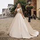 Свадебное платье принцессы Smileven, ТРАПЕЦИЕВИДНОЕ ПЛАТЬЕ С Длинным Рукавом, свадебное платье с 3D кружевной аппликацией и открытой спиной, свадебные платья