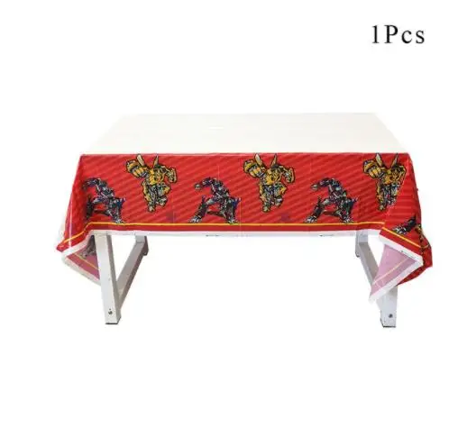 Table cloth 1pcs Bumblebee Optimus Prime преображение бумажные стаканчики тарелки шары для детей Дети День рождения украшения поставки - Цвет: Table cloth 1pcs
