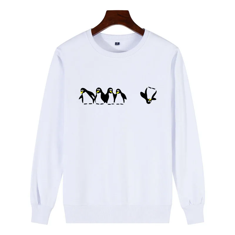 Зимний пуловер свитшоты из хлопка для женщин Kawaii Penguin Poleron Mujer 2019 школьная