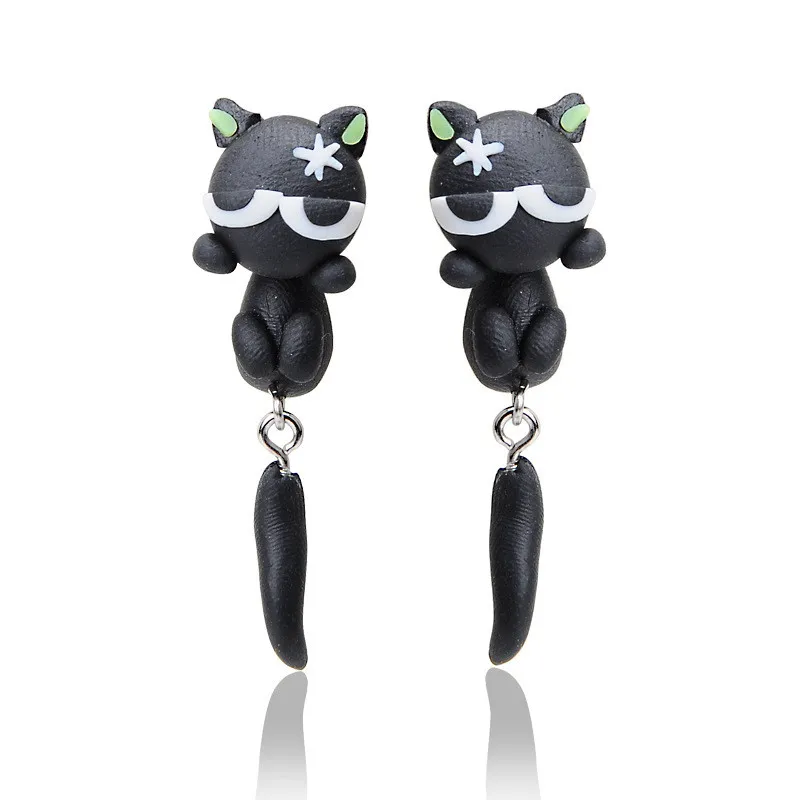 

Luokey Cute Animal Earrings For Women Hanging 3D Cartoon Lovely Dog Stud Earrings Flower Panda Polymer Clay Girls Earing Jewelry