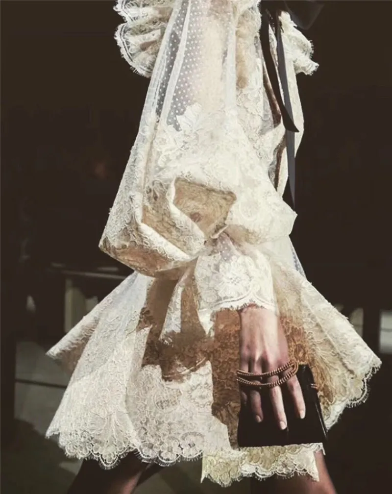 Женские кружевные топы с воротником стойкой рубашка длинным рукавом и вышитым