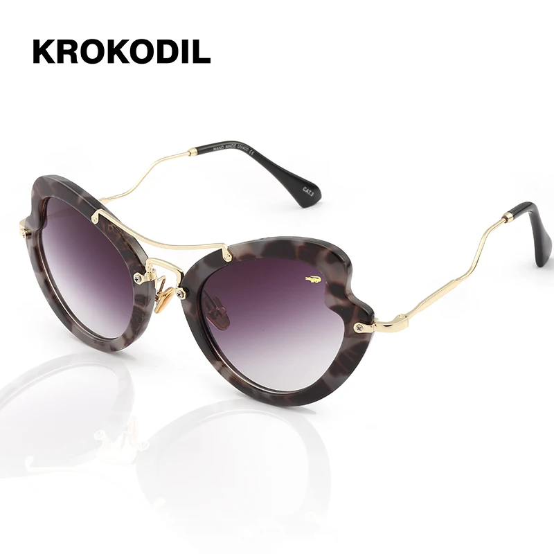 Krokodil New Fashion Heart Mirror Sunglasses Women Black Frame Gradient Sun Glasses Driving UV400 Eyewear Box 97293 | Аксессуары для