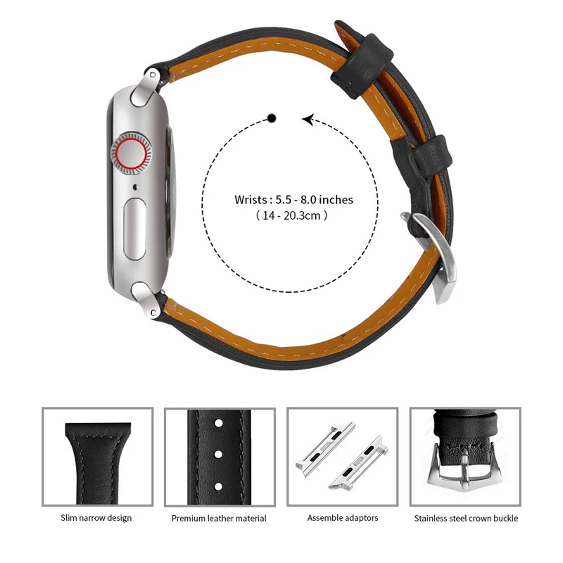 Ремешок из натуральной кожи для apple watch band 44 мм 42 38 40 браслет наручных часов iwatch series