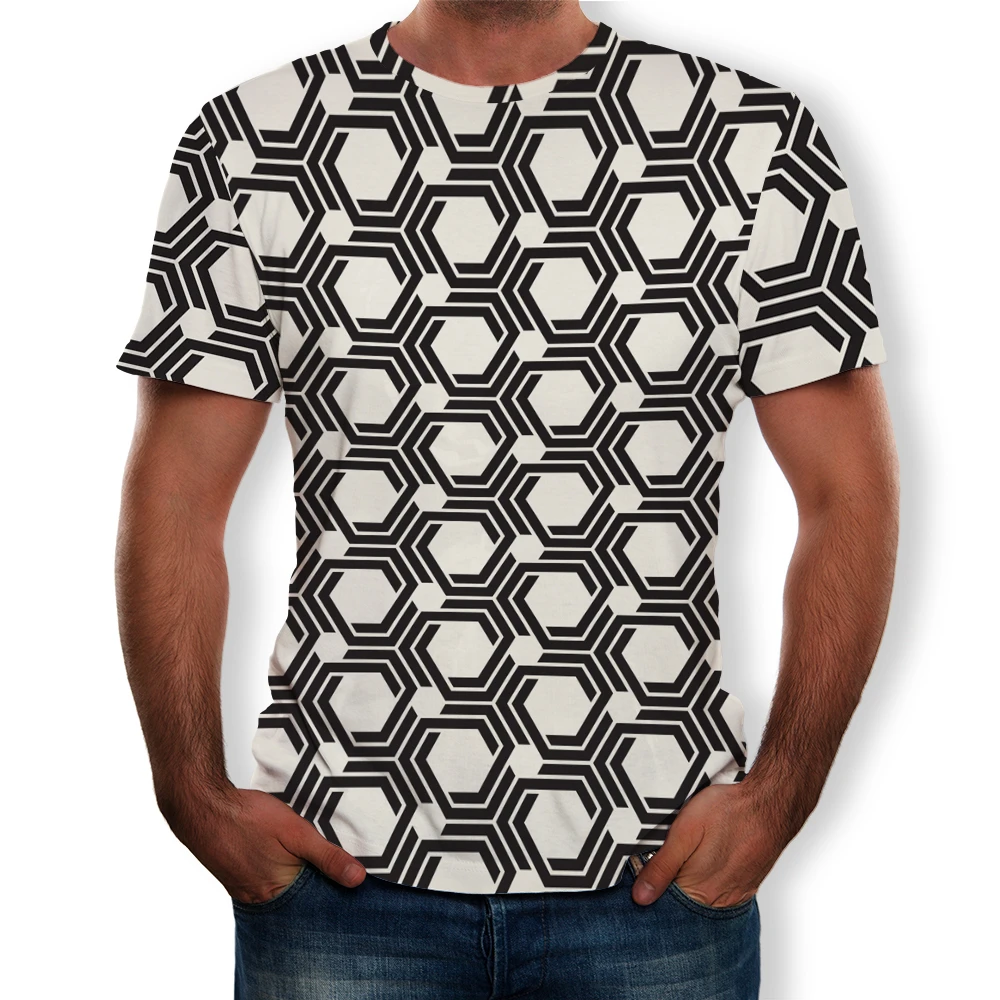 Плюс Размер 6XL новая Геометрическая с цифровым 3d рисунком дышащая сетчатая ткань