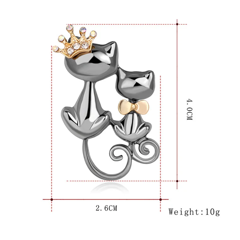 Милые булавки и броши двойной Кот пара эмаль значки аксессуары для одежды Черный