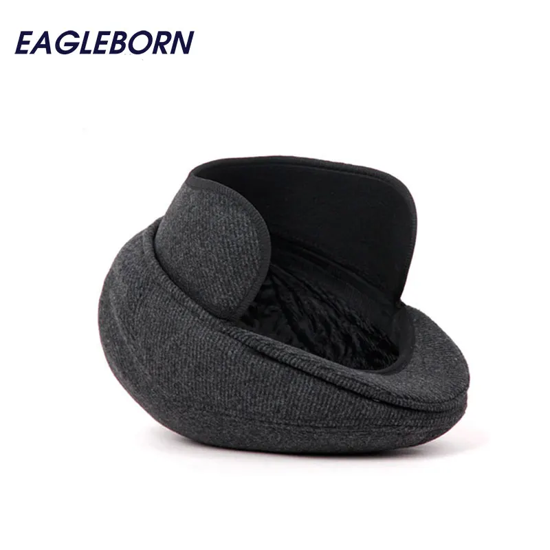 2021 Brand New Winter Beret Hat Thicken Cap Ear Cap snapback Woolen Solid Stripe Foldable Hats casquette Gorras Planas Flat Caps
