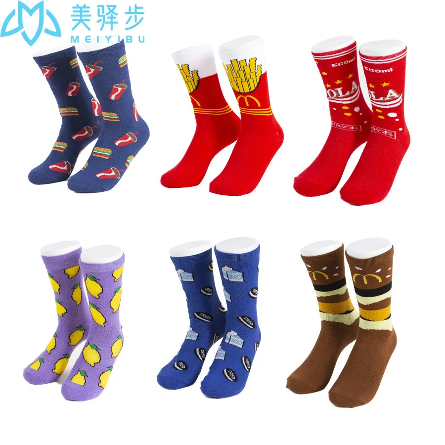 10 Pairs Per Set Avocado Fries Eggs Interesting Color Matching Cotton Tube Tide Socks Harajuku Women Socks