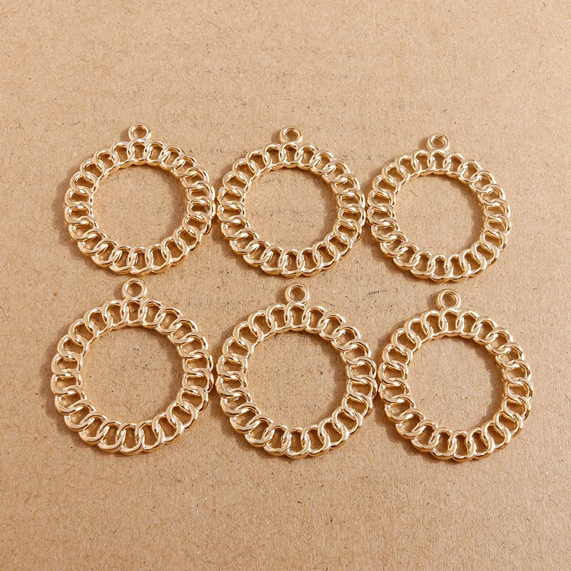 

10pcs 32x28mm Gold Color Geometric Twisted Circles Round Charms Pendants for DIY Making Bracelets Necklaces Jewelry Findings