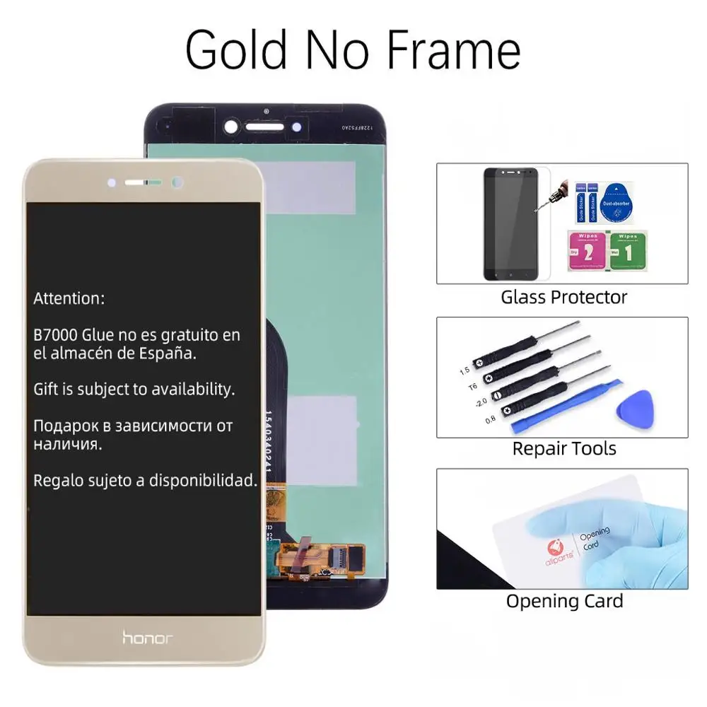 Дисплей для HUAWEI Honor 8 Lite LCD в сборе с тачскрином на рамке 5.2'' PRA-TL10 PRA LX1 LX3 - Цвет: Gold No Frame