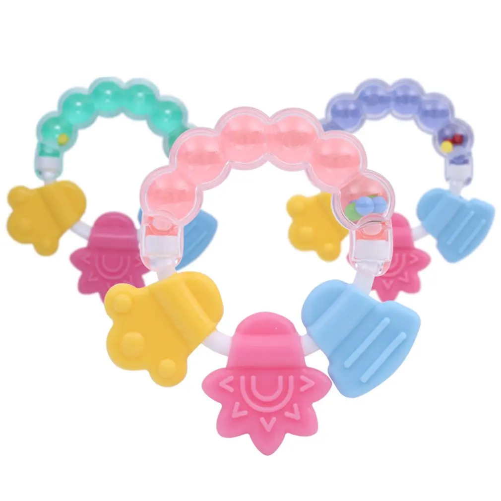 Baby Kid Toddler Teether Molar Rod Chew Toy Silicone Handbell Jingle Design Bell Stick | Мать и ребенок